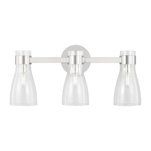 Visual Comfort & Co. Studio Collection AEV1003PN - Moritz mid-century modern 3-light indoor dimmable bath vanity wall sconce in polished nickel silver