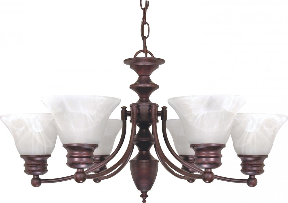 Empire - 6 Light Chandelier with Alabaster Glass - Old Bronze Finish