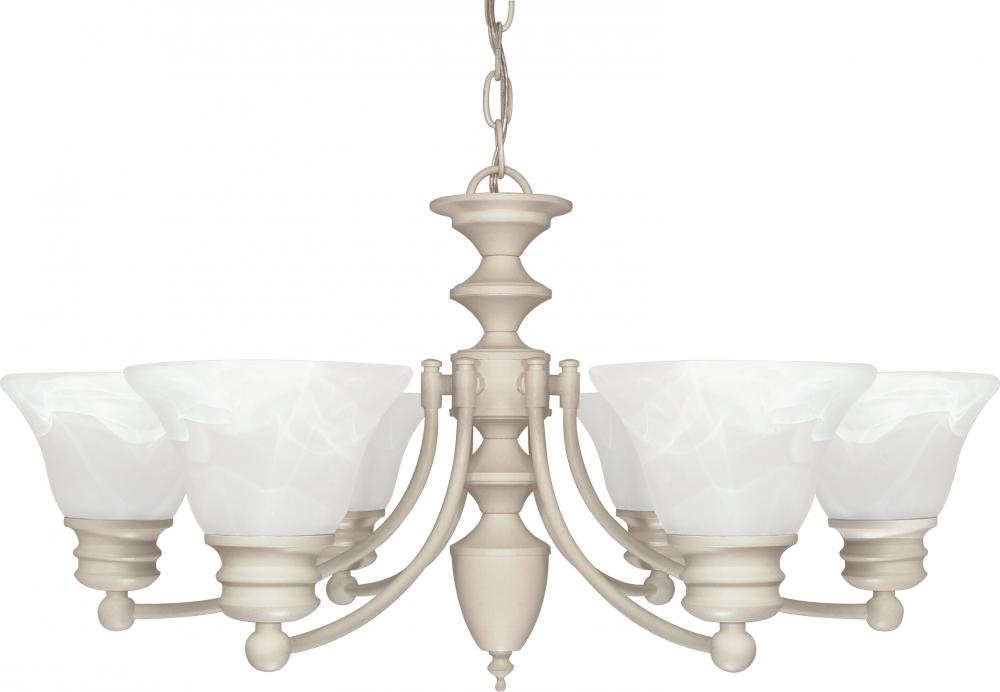 Empire - 6 Light Chandelier with Alabaster Glass - Textured White Finish