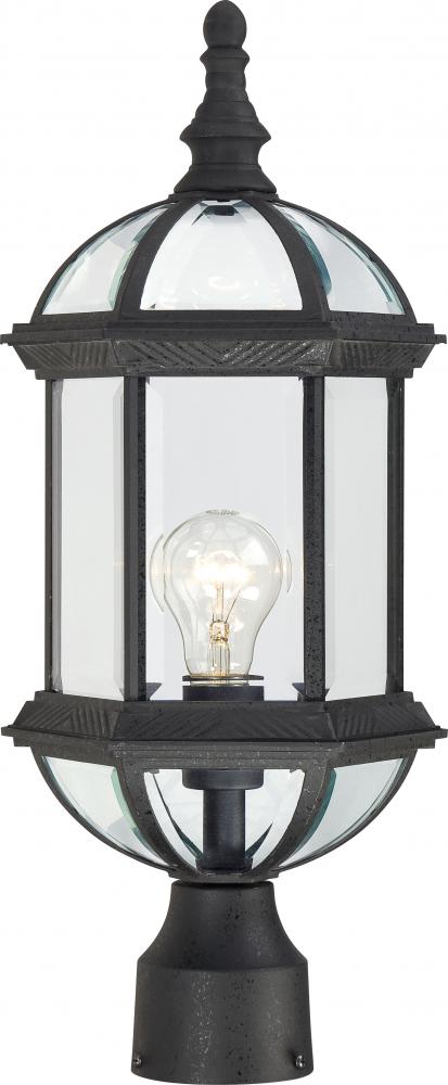 Boxwood - 1 Light 19" Post Lantern with Clear Beveled Glass - Textured Black Finish
