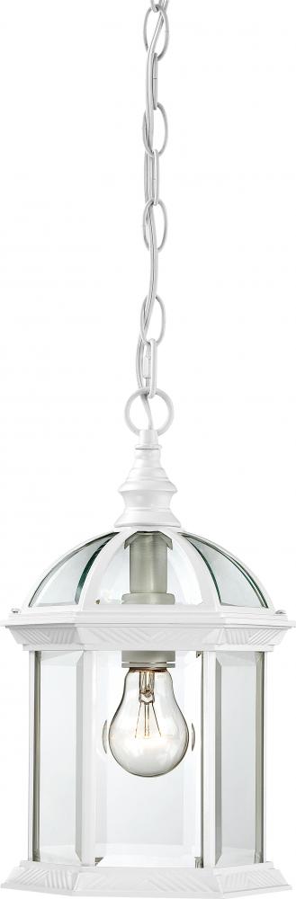 Boxwood - 1 Light 14" Hanging Lantern with Clear Beveled Glass - White Finish