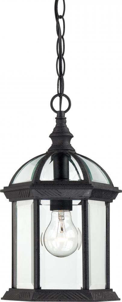 Boxwood - 1 Light 14" Hanging Lantern with Clear Beveled Glass - Textured Black Finish