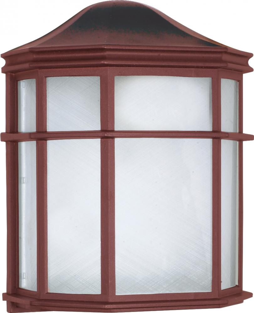 1 Light - 10" Cage Lantern with Linen Acrylic Lens - Old Bronze Finish