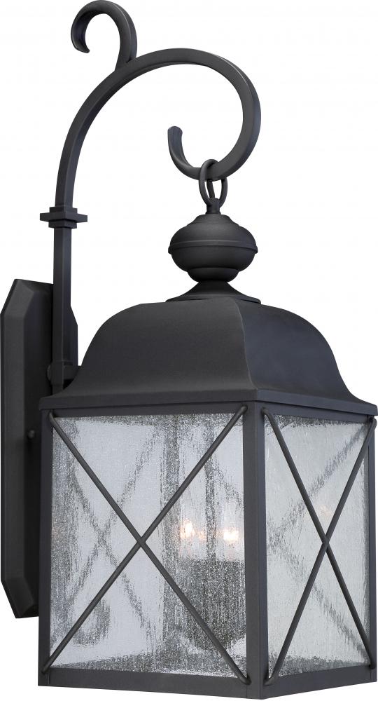 Wingate - 3 Light - 30'' Wall Lantern with Clear Seed Glass - Textured Black Finish