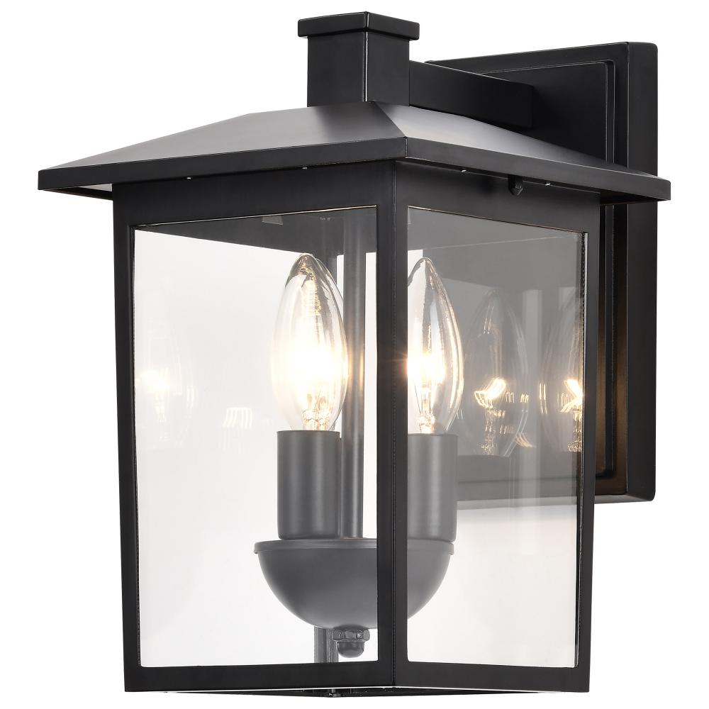 Jamesport Collection Outdoor 11 inch Wall Lantern; Matte Black with Clear Glass