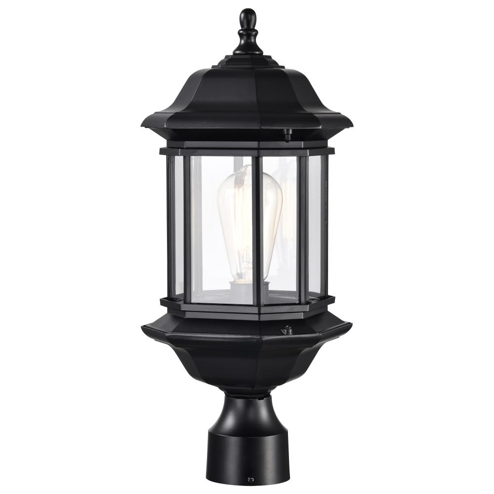 Hopkins Outdoor Collection 18.5 inch Large Post Light Pole Lantern; Matte Black Finish with Clear