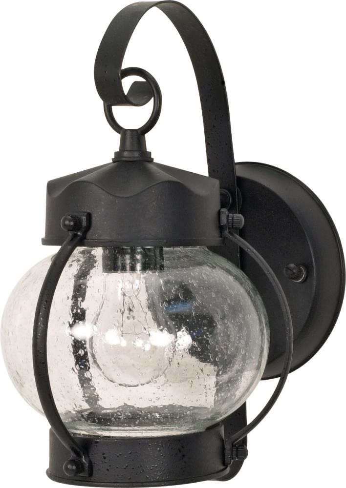 1 Light 11" - Onion Lantern with Clear Seeded Glass - Textured Black Finish