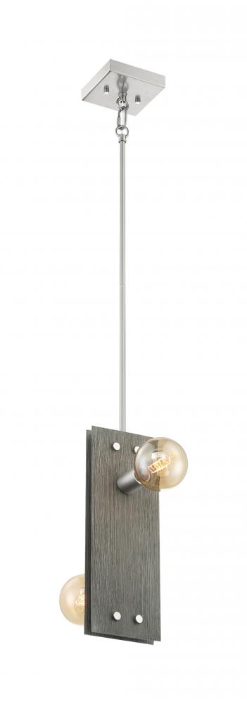 Stella - 2 Light Pendant with- Driftwood and Brushed Nickel Accents Finish