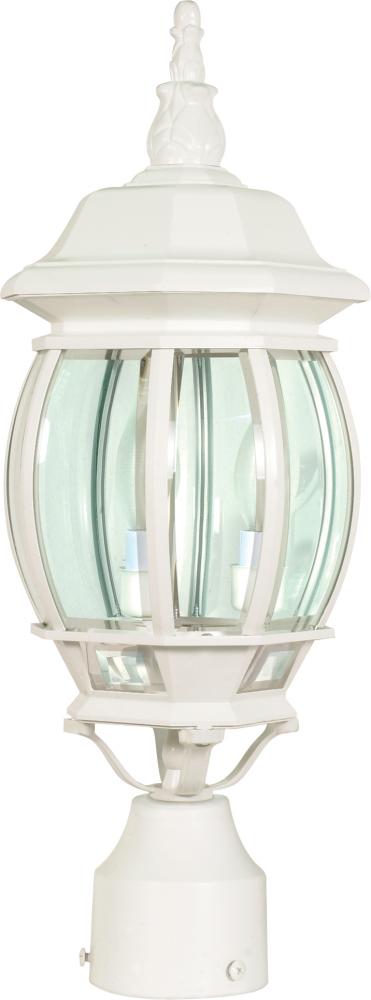 Central Park - 3 Light 21" Post Lantern with Clear Beveled Glass - White Finish
