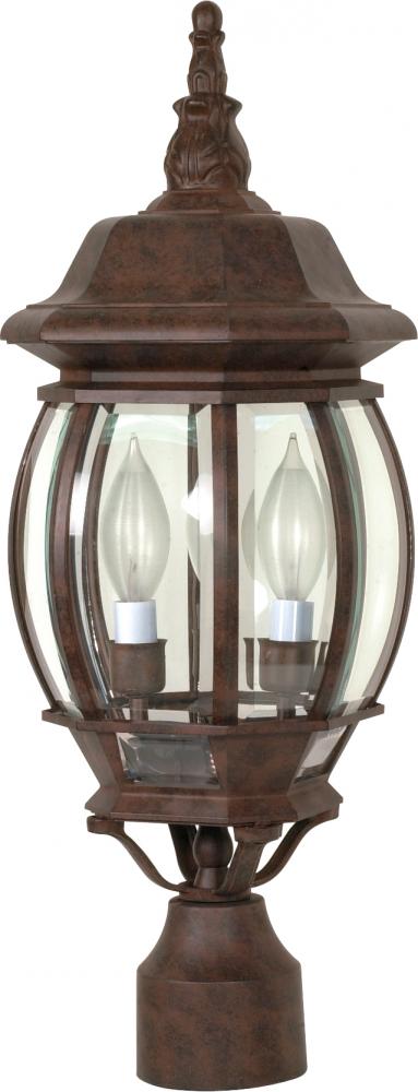 Central Park - 3 Light 21" Post Lantern with Clear Beveled Glass - Old Bronze Finish