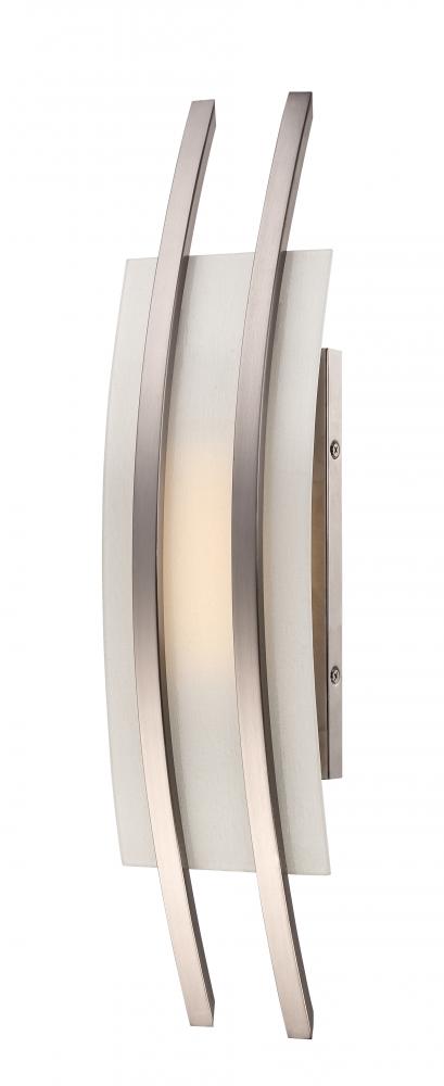 Trax - LED Wall Sconce with Frosted Glass - Brushed Nickel Finish