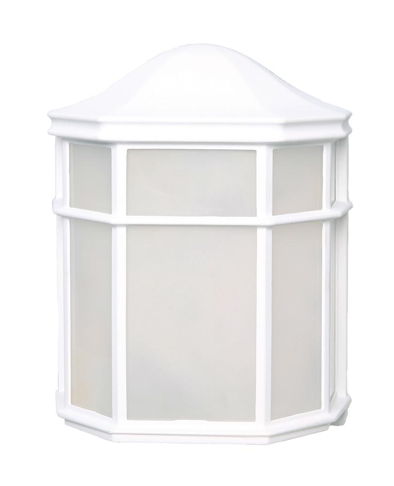 LED Cage Lantern Fixture; White Finish with White Linen Acrylic