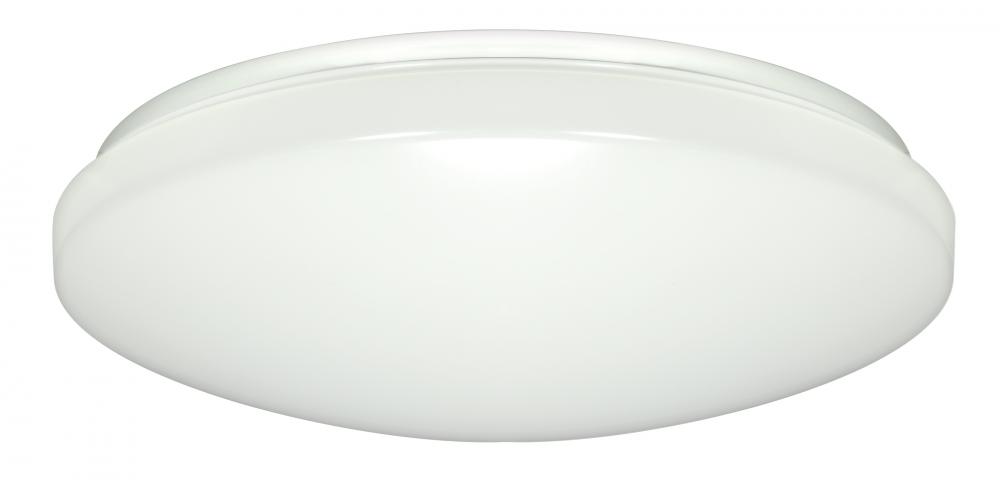 14"- LED Flush with White Acrylic Lens - White Finish - with Occupancy Sensor - 120-277V