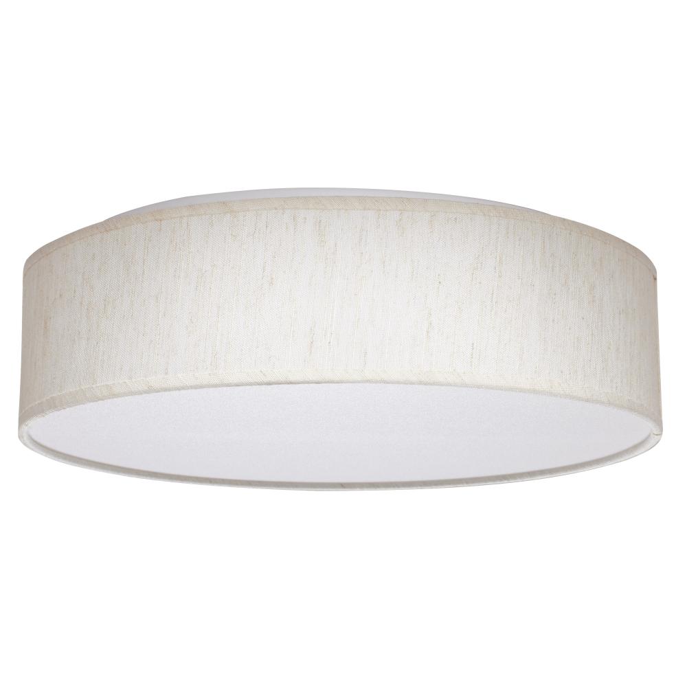 15 inch; CCT Selectable; Fabric Drum LED Decor Flush Mount Fixture; Beige Fabric Shade; Acrylic