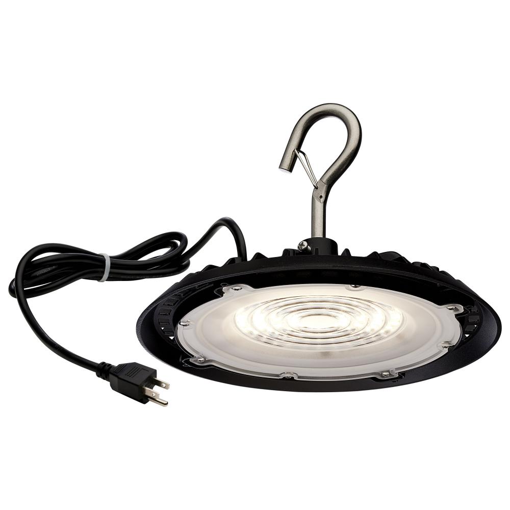 60 Watt; Hi-Pro Shop Light with Plug; 8" Dia.; 3000K; Black Finish; 120 Volt