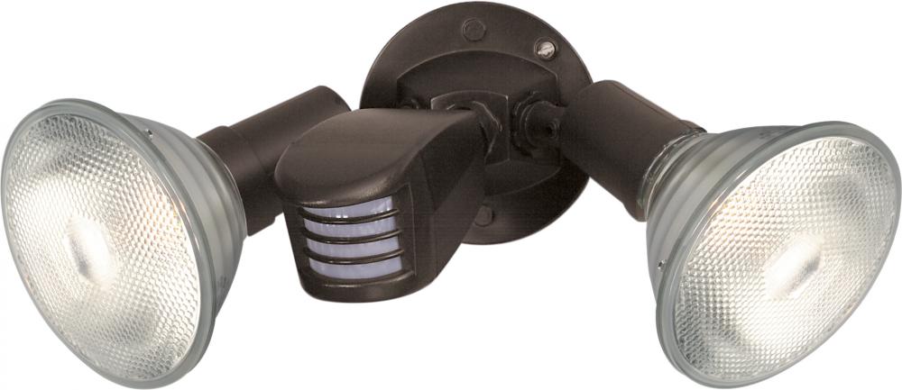 2 Light - 10" Flood Light- PAR38 with Adjustable Swivel and Motion Sensor - Bronze Finish