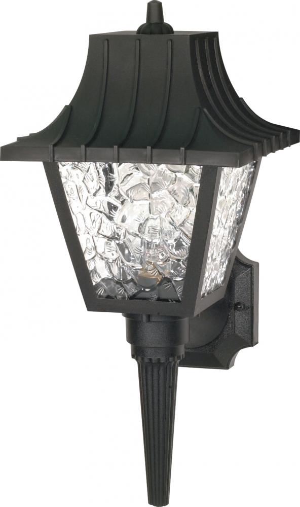 1 Light - 18" Mansard Lantern withTextured Acrylic Panels - Black Finish