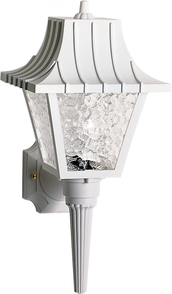 1 Light - 18" Mansard Lantern withTextured Acrylic Panels - White Finish