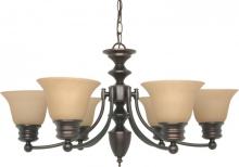 Nuvo 60/1274 - Empire - 6 Light Chandelier with Champagne Linen Washed Glass - Mahogany Bronze Finish