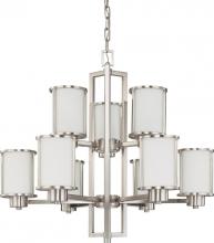 Nuvo 60/2855 - Odeon - 9 Light Chandelier with Satin White Glass - Brushed Nickel Finish