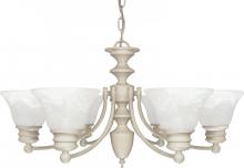 Nuvo 60/359 - Empire - 6 Light Chandelier with Alabaster Glass - Textured White Finish