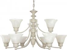 Nuvo 60/363 - 2-Tier 9-Light Textured White Chandelier with Alabaster Glass