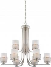 Nuvo 60/4689 - Fusion - 9 Light Chandelier with Frosted Glass - Brushed Nickel Finish