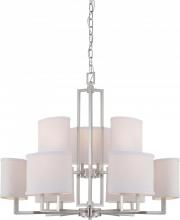 Nuvo 60/4759 - Gemini - 9 Light Chandelier with Slate Gray Fabric Shades - Brushed Nickel Finish