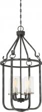 Nuvo 60/6127 - Sherwood - 4 Light Caged Pendant with Clear Glass -Iron Black Finish with Brushed Nickel Accents