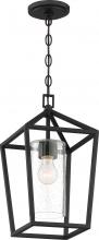 Nuvo 60/6594 - Hopewell- 1 Light Hanging Lantern - with Clear Seeded Glass - Matte Black Finish