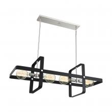 Nuvo 60/6625 - Prana - 4Light Island Pendant - Matte Black Finish with Brushed Nickel Accents