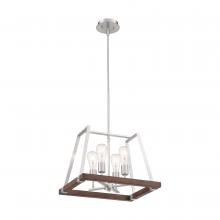 Nuvo 60/6883 - Outrigger - 4 Light Pendant with - Brushed Nickel and Nutmeg Wood Finish
