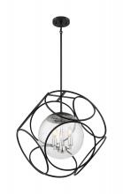 Nuvo 60/6937 - Aurora - 3 Light Pendant with Seeded Glass - Black and Polished Nickel Finish