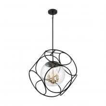 Nuvo 60/6947 - Aurora - 3 Light Pendant with Seeded Glass - Black and Vintage Brass Finish