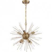 Nuvo 60/6994 - Cirrus - 8 Light Chandelier - with Glass Rods - Vintage Brass Finish