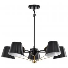 Nuvo 60/7385 - Baxter; 5 Light Chandelier; Black with Burnished Brass