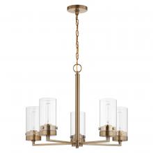 Nuvo 60/7535 - Intersection; 5 Light; Chandelier; Burnished Brass with Clear Glass