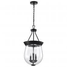 Nuvo 60/7800 - Boliver 3 Light Pendant; 11 Inches; Matte Black Finish; Clear Seeded Glass