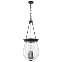 Nuvo 60/7803 - Boliver 3 Light Pendant; 14 Inches; Matte Black Finish; Clear Seeded Glass