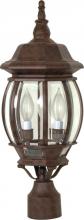 Nuvo 60/898 - Central Park - 3 Light 21" Post Lantern with Clear Beveled Glass - Old Bronze Finish