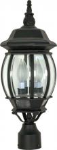 Nuvo 60/899 - Central Park - 3 Light 21" Post Lantern with Clear Beveled Glass - Textured Black Finish