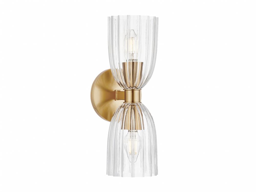 2-Light Wall Sconce in Natural Brass