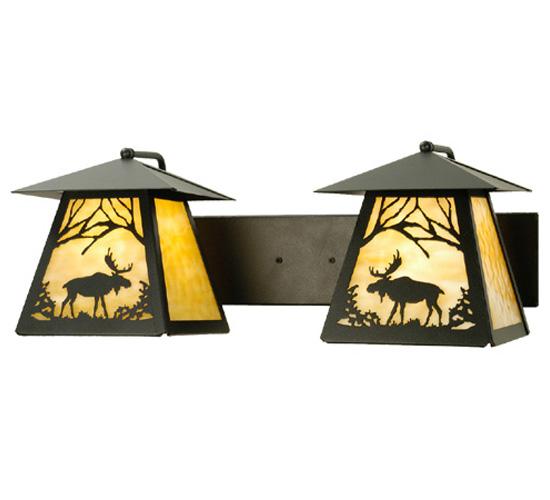 24" Wide Moose at Dawn 2 Light Wall Sconce