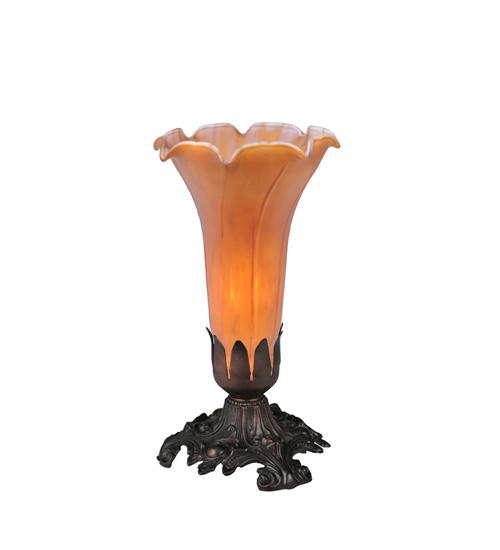 8" High Amber Pond Lily Victorian Mini Lamp