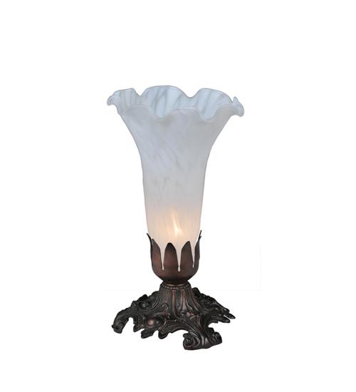8" High White Tiffany Pond Lily Victorian Accent Lamp