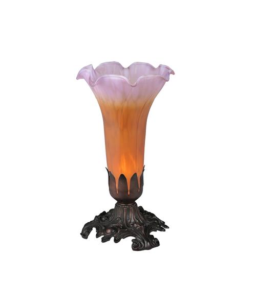 8"H Amber/Purple Tiffany Pond Lily Accent Lamp