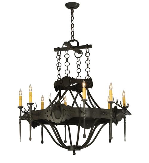 40"W Stag 8 LT Chandelier