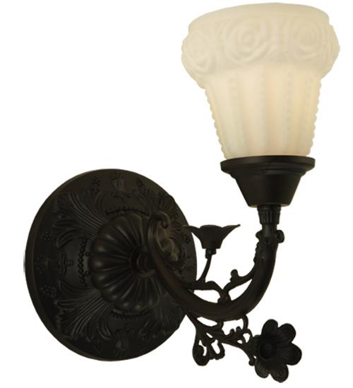7" Wide White Puffy Rose Wall Sconce