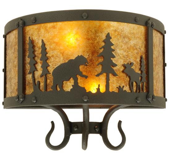 13.5" Wide Wildlife at Pine Lake Wall Sconce
