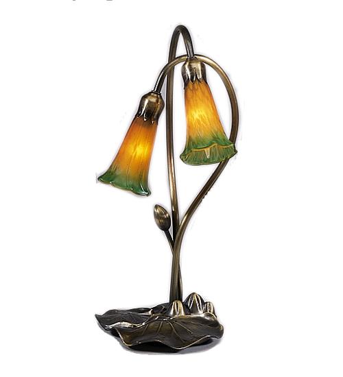 16" High Amber/Green Pond Lily 2 LT Accent Lamp